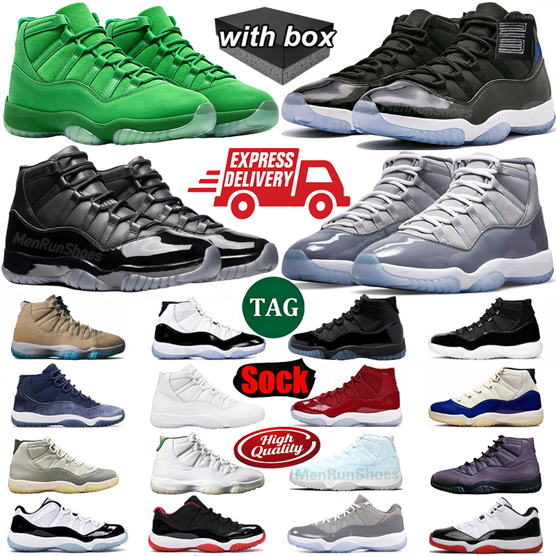 with box cool grey 11s Space Jam high basketball shoes cement grey low 11 man jubilee concord cherry CDG j11 bred gamma University Blue Monstars 202