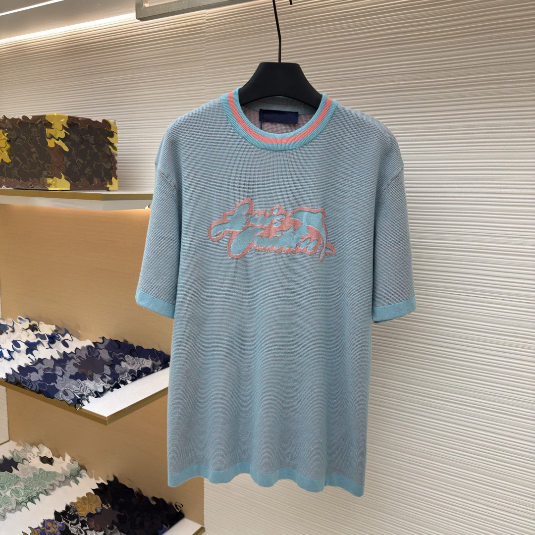 Vêtements de marque de créateurs, T-shirts et polos pour hommes de haute qualité, T-shirts pour hommes avec lettres brodées, jacquard dauphin tri