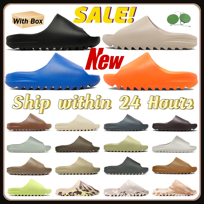 Pantoufles de créateurs Diapositives Hommes Femmes Sandales Slider Os Suie Noir Résine Lin Granite Sable Glow Vert Bleu Noyau Solide Hommes Femme