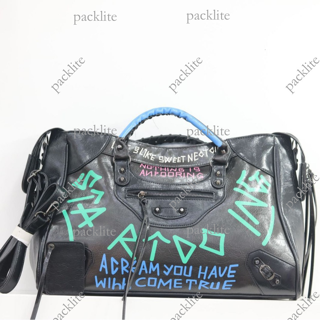 Ladies Designer Bag Retro Distressed Leather Luxury City Style Satchel Bag New Large Capacity Graffiti Bag With Super City Style Stretch Material Sh