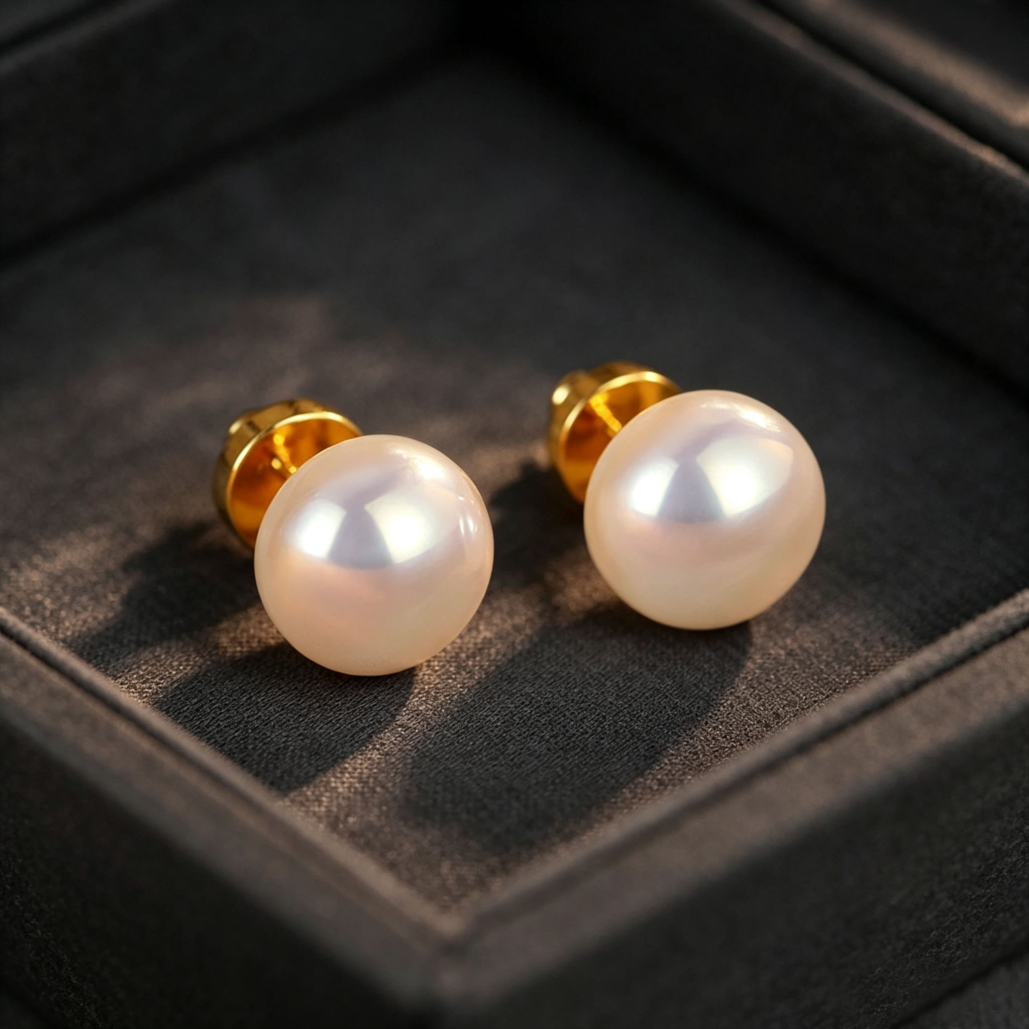 Elegant White Ball Pearl Stud Earrings for Women 18K Real Gold Plated Immation Freshwater Pearl Round Earrings Noble Luxury Ball Earrings Fine Ear J