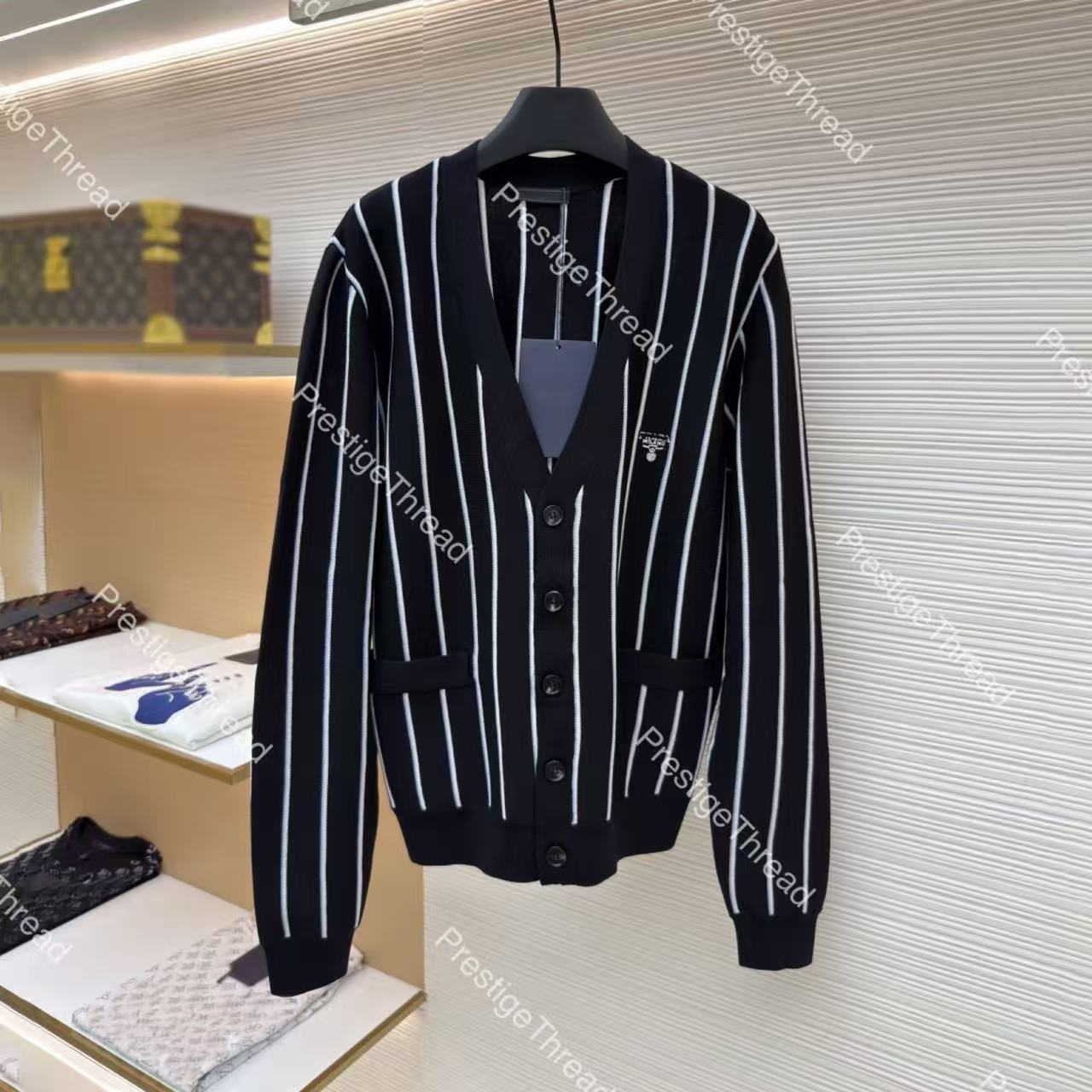 Striped Embroidered Knit Cardigan Designer Men's Sweaters Spring and Autumn New Fashion Outfit