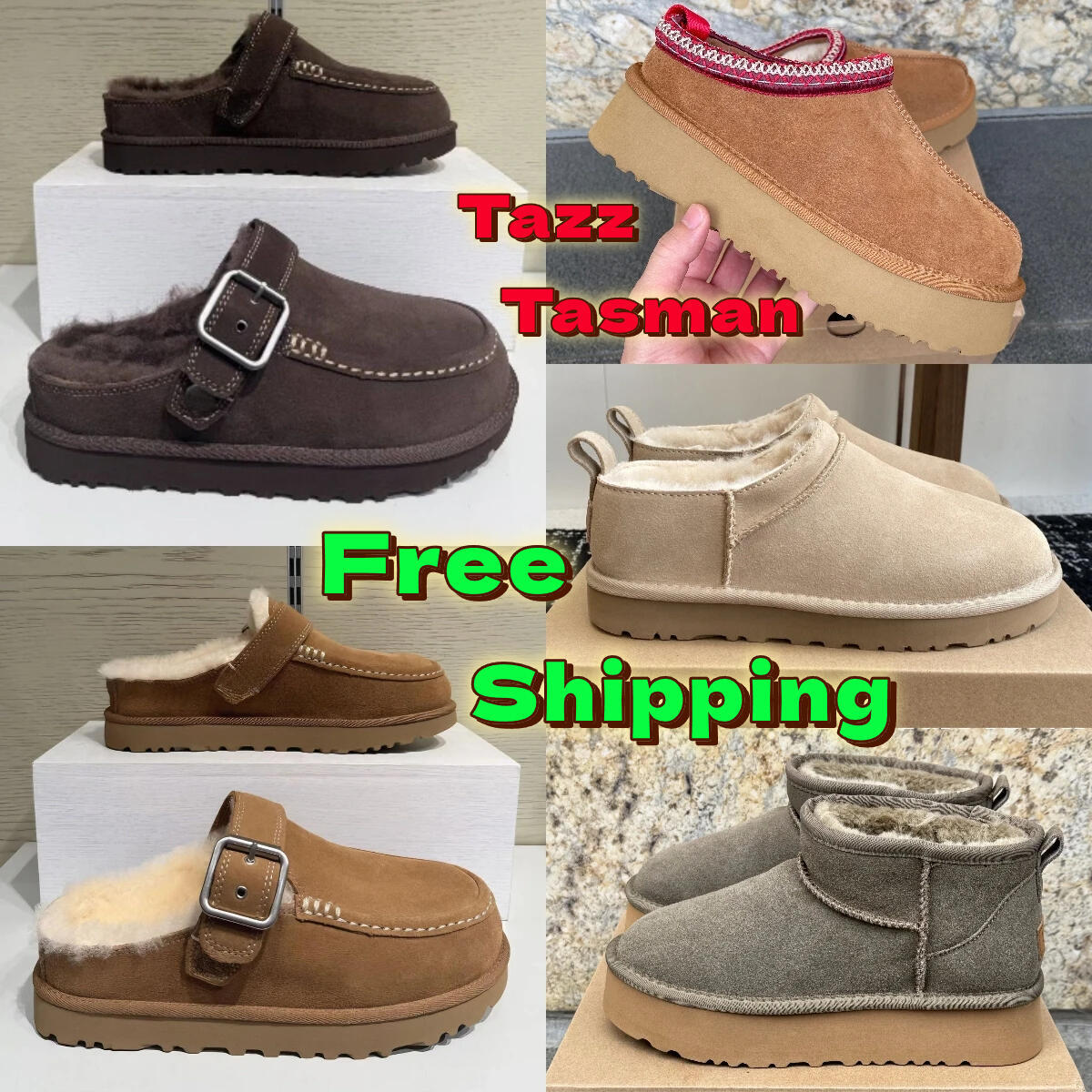 free shipping Tasman Slippers Goldenstar Evelina Clog Sandal Golden star Beach Women Men Tazz Tasman Fall Driftwood Chestnut Sand Winter Summer S