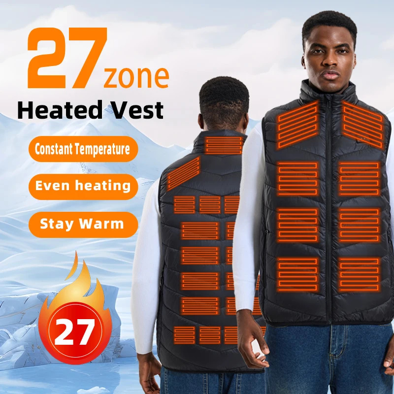 27-Zone Smart Heated VestUnisex Winter Warmth Jacket USB-Powered Heated Vest Outdoor Casual Heating 260929