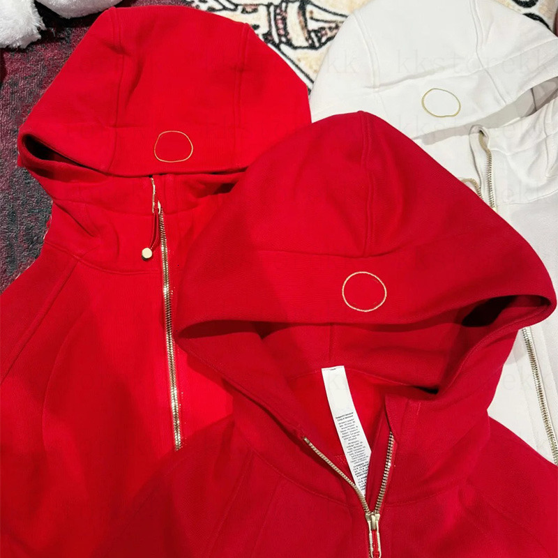 Womens Yoga Designer Hooded Half Zip Sweatshirt Gym Sportswear Outdoor Sport Jogging Hoody Thick Long-Sleeved Full Zip Shaping Waist luluity lemonen