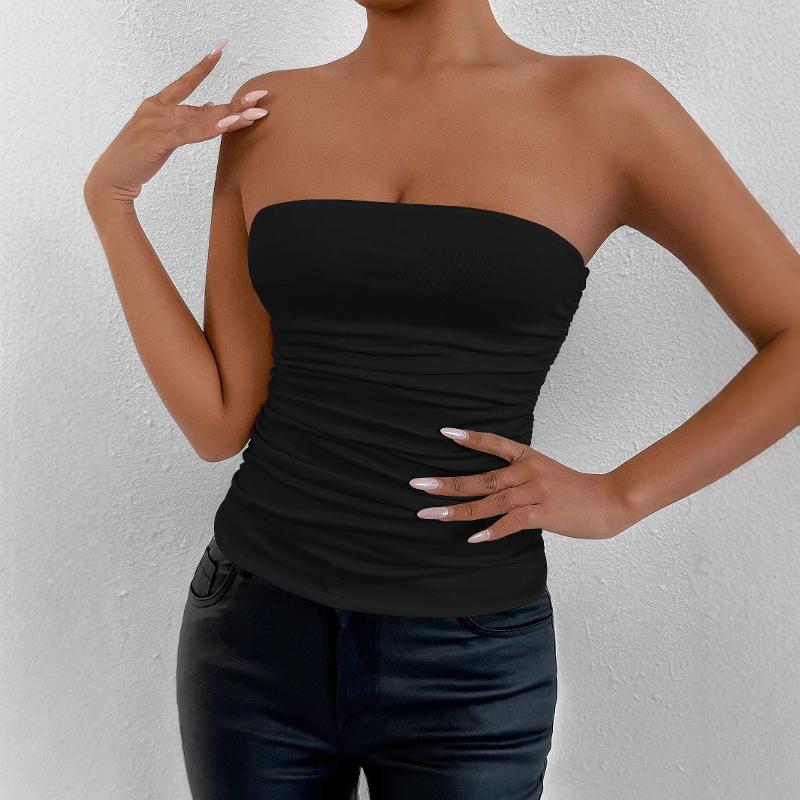 Haut tubulaire sans bretelles pour femmes, épaules dénudées, Sexy, couleur unie, Slim Fit, haut Bandeau court, sans manches, vêtements de fête, é