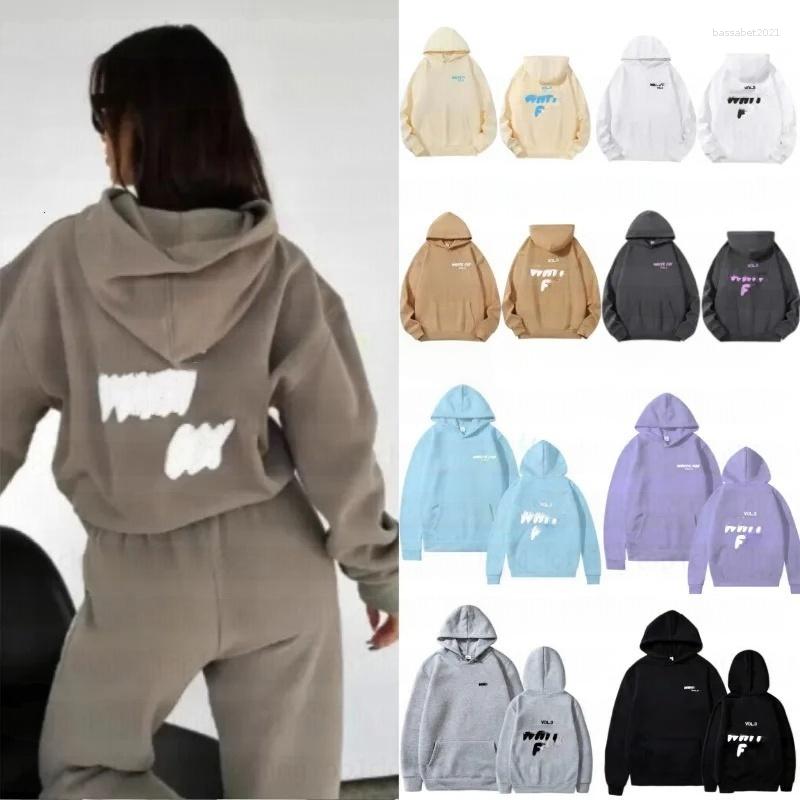 Women's Designer White Hoodie Casual Loose Long Sleeve Pullover High Street Letter Printed Hooded Sweatshirt Autumn Winter