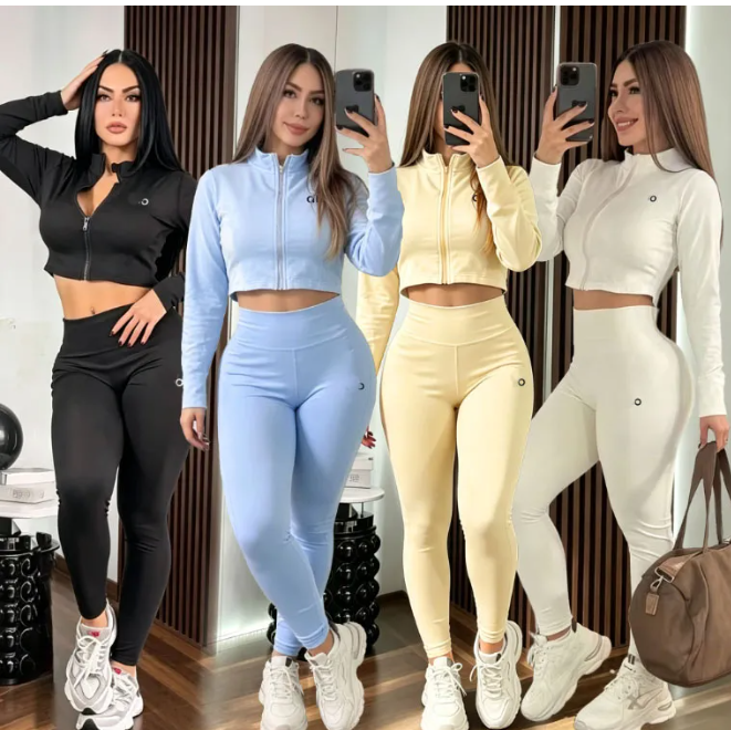 Women's quick drying tight fitting Tracksuits Autumn Casual Jogger Suit Couple Jogging jackets Sweatpants yoga stretch Sports Two Pieces Set