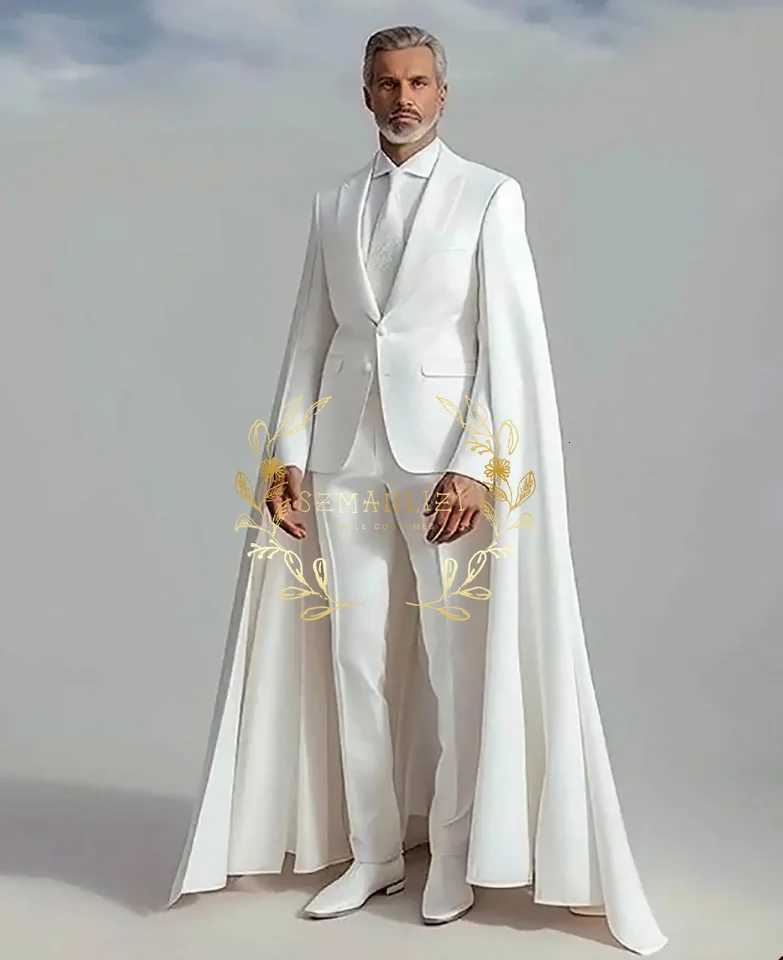Elegant Groom Wedding Suits Latest Design Jacket Cape Pants 2 Piece Men's Tuxedo Tailored Dinner Prom Blazer Best Man Clothing X260929