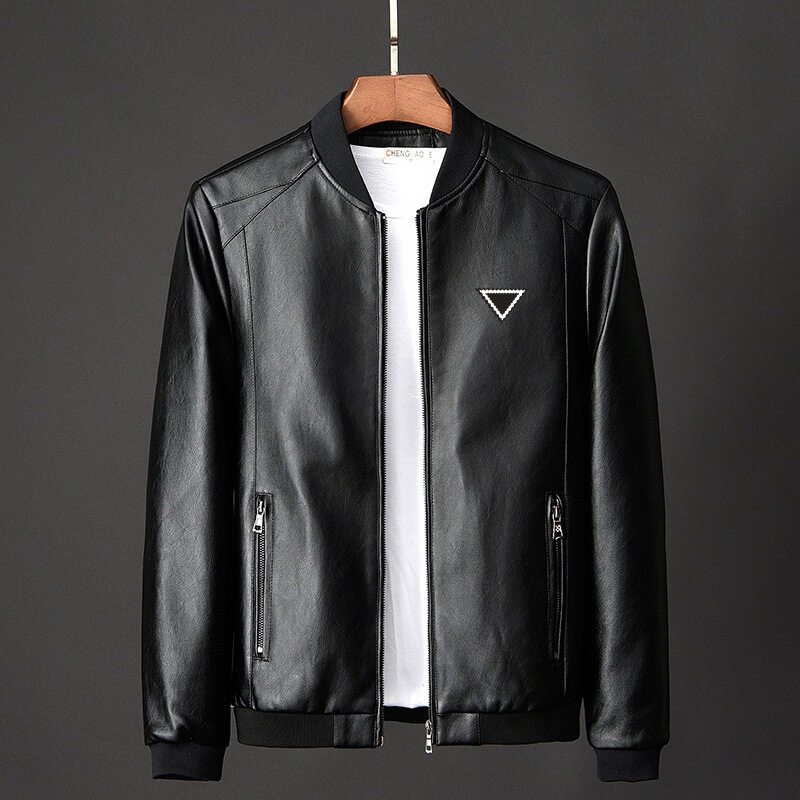 men leather jacket Fashion V-neck windproof overcoat designer leather coat Outerwear luxury Motorcycle jackets windbreaker outer wear