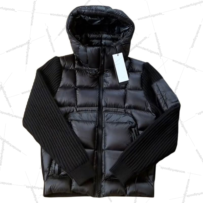 Mens jacket down puffer jackets classic Knitted sleeve fashion lens couple winter white duck down parka