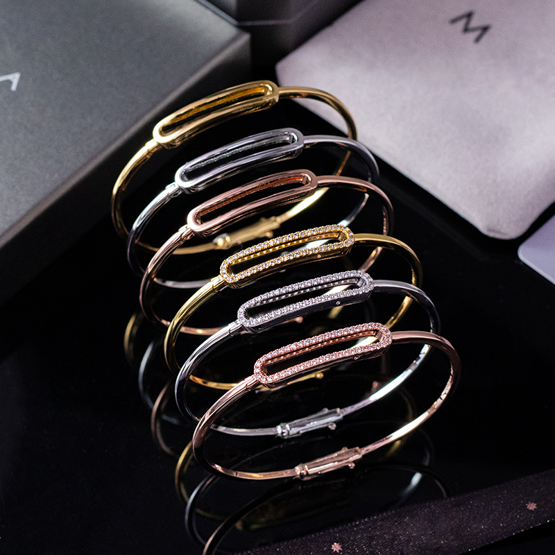 Marque M Bracelet classique coulissant fin 3 diamant Bracelet à breloques bijoux de luxe Bracelet de créateur pour les femmes