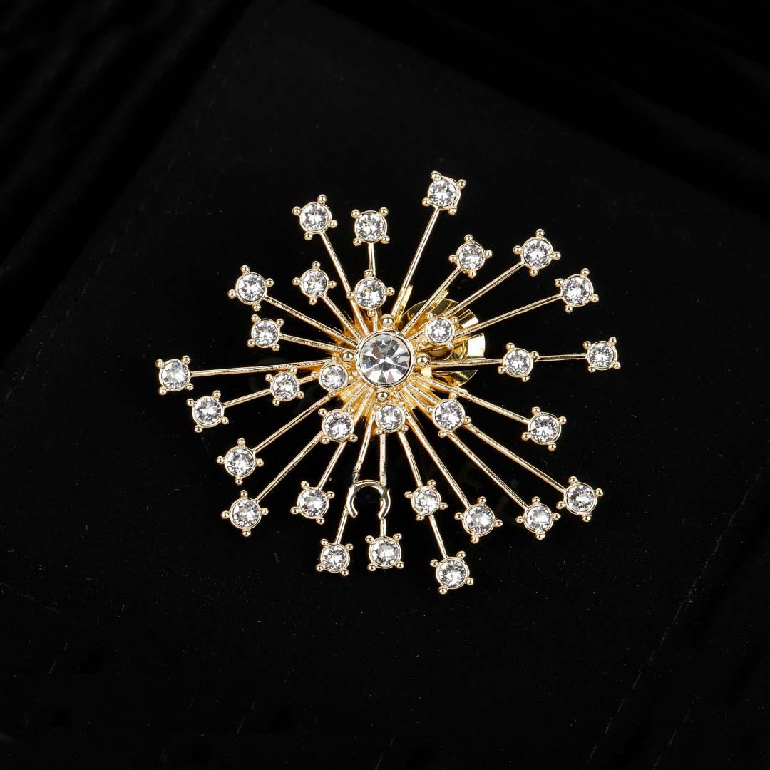 Luxury quality charm brooch with diamond in 18k gold plated have stamp box simple design PS6352C