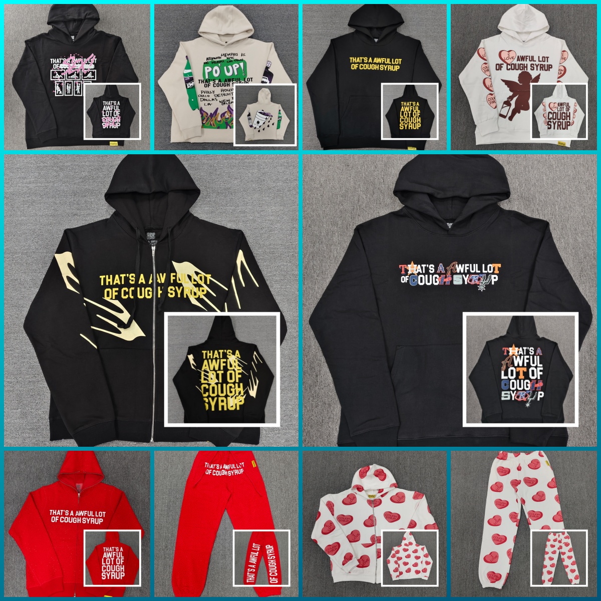 Awful lot of caugh syrup designer hoodie men t shirt street shirts outdoor graphic tee y2k hoodies hip hop cough syrup Hoody neutral hoodies size