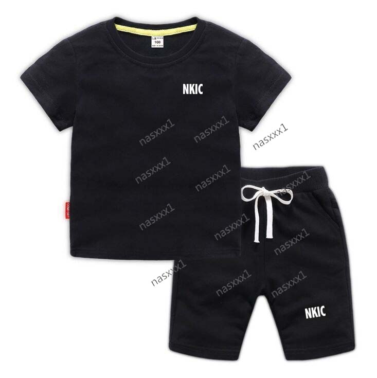 2pcs enfants vêtements ensembles été lettre imprimer bébé garçon tenues de sport enfants marque vêtements ensembles vêtements noir t-shirt shorts
