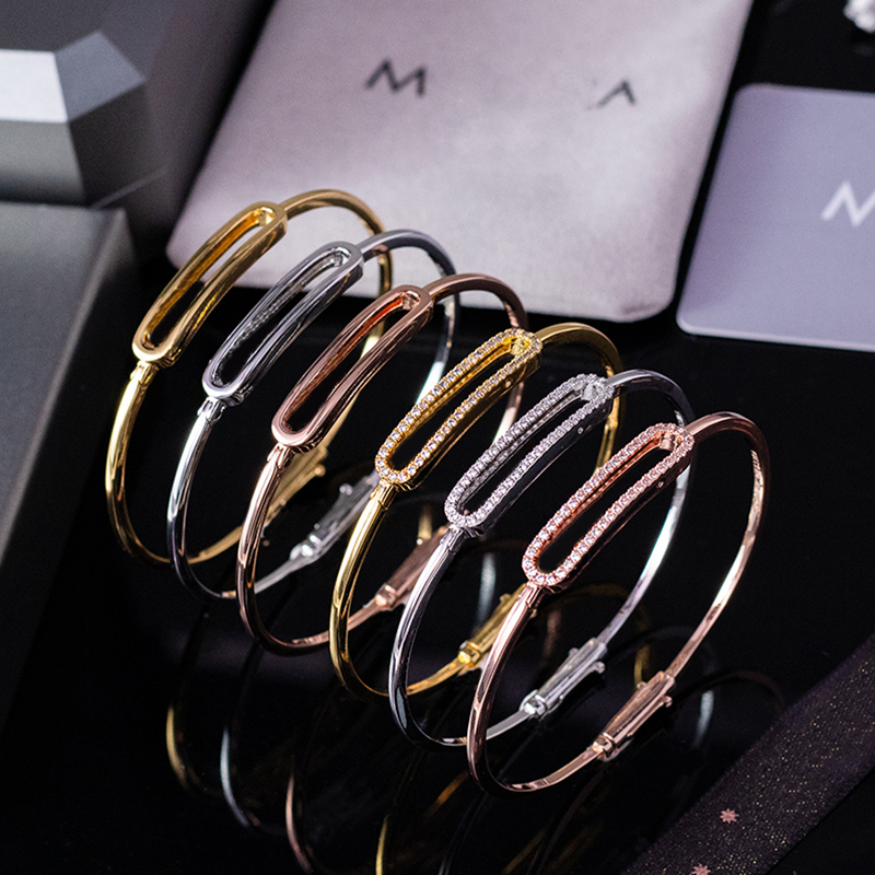 Luxury Jewelry Charm Bracelet Fine Sliding Three Diamond Bracelet 18k Gold Simple Fashion Designer Party