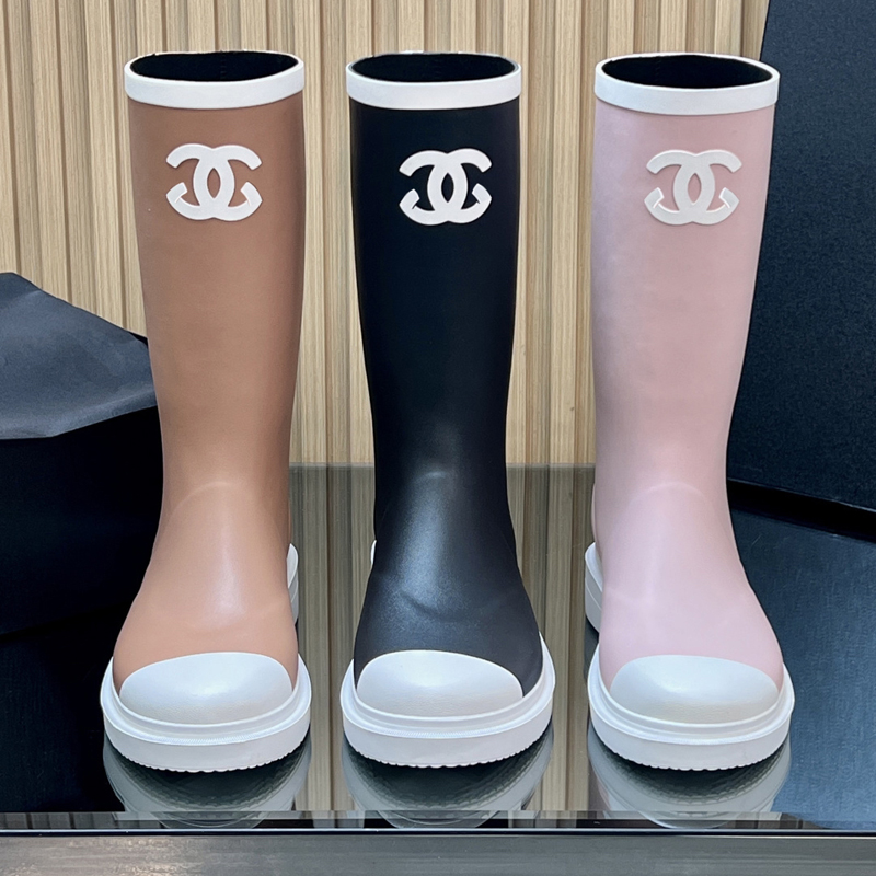 Classic boots rain boots Top Quality Designer Square Toe Women Rain Boots Thick Heel Sole Ankle Boot Women Spring Fall Rubber Boot Winter Shoes Snow