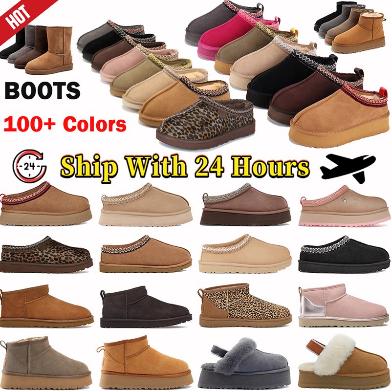 Womens designer boots Tasman slippers platform tazz Fur slides Classic ultra mini boot shearling sheepskin suede men shoes mens winter wool ankle