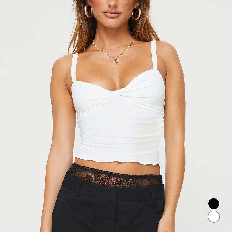 Designer Bestseller Women Sexy Backless Cami Crop Top Summer Sleeveless Ruched Slim Fit Tank Vest Solid Color Clubwear White Black XS-L