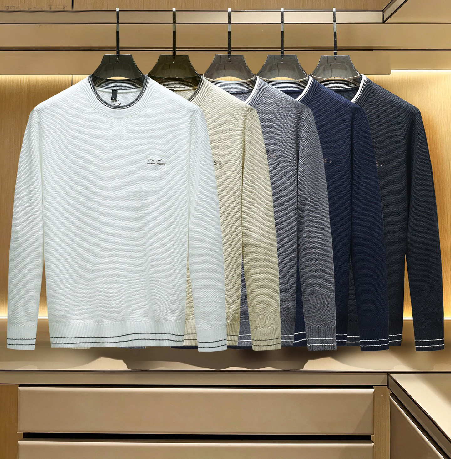 Pull à manches longues et col rond pour homme, vêtement de marque de styliste, de haute qualité, avec lettres brodées à fines rayures, tricoté