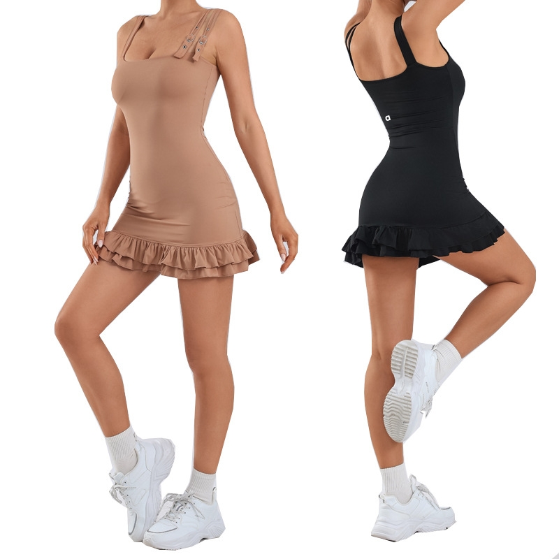 Robe une pièce de Yoga, modeste, moulante, très extensible, séchage rapide, jupe de Tennis, pour sport et entraînement physique, A3055