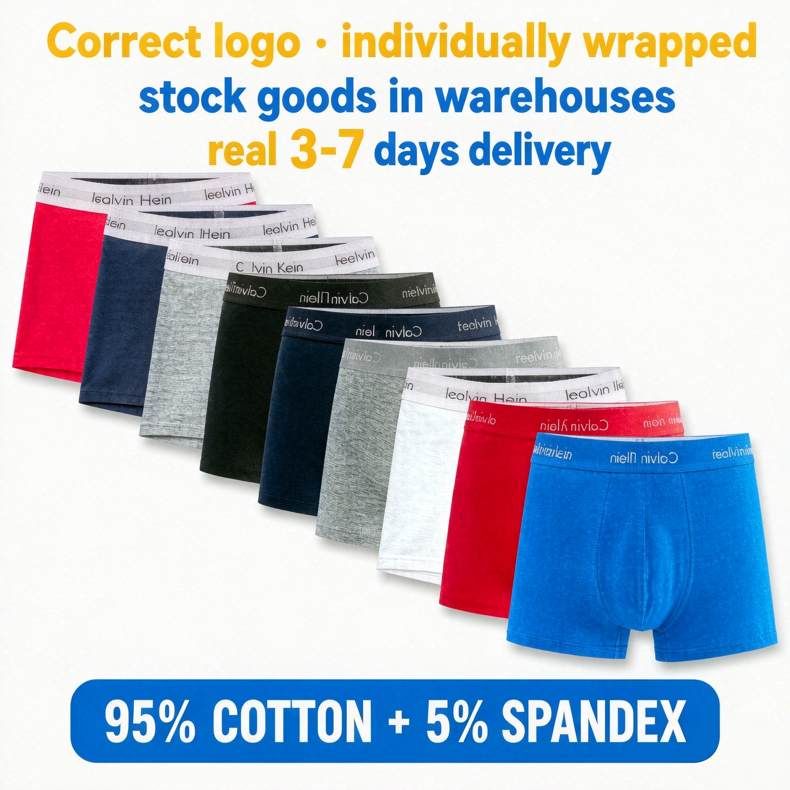 Calviny Klain Boxers Calecon Designer Underwear 5Pc Men's Sexy Cotton Shorts Premium Brand Style Men's Boxer Briefs Underwear