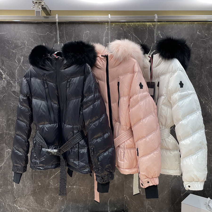 Femmes Designer Ski Costume Doudounes Col De Fourrure Manteau Veste De Ski De Luxe Survêtement Classique Courte Doudoune À Manches Longues Épais