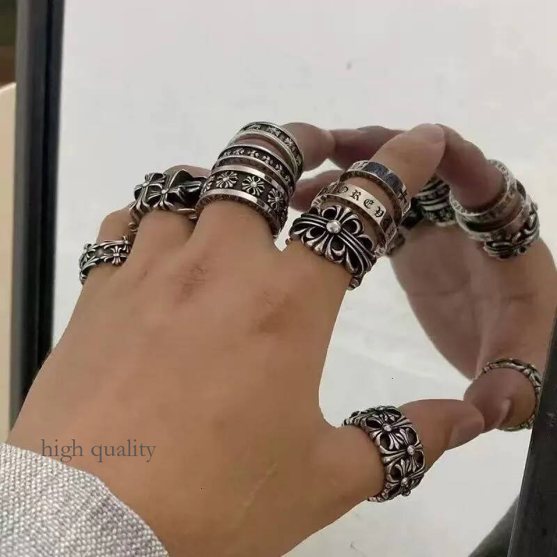 Chrome Luxurys Nail Mens Love Fashion Titanium Steel Engraved Letter Pattern Designer Jewelry Engagement Ring Rings For Women Box No Allergies No Ru