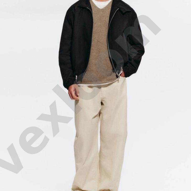 Hommes Couleur Unie Taille Haute Jambe Large Pantalon en Denim Coupe Droite Ample Pantalon Long avec Poches Latérales Classique Veste pour Homme