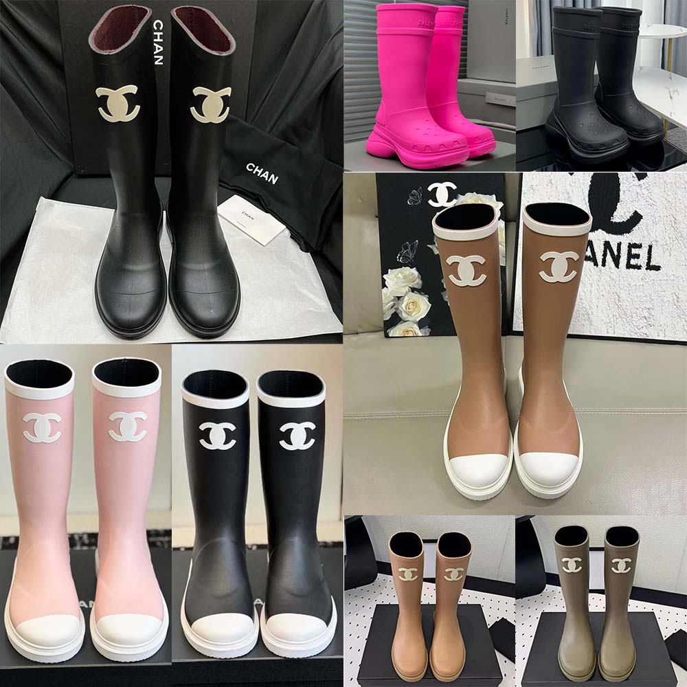 Designer CC Logo Rain Boots Waterproof Rain Boots Fashion High Caoutchouc Rubber Platform Rain Shoes for daily outdoor wear Fall winter Ladies St