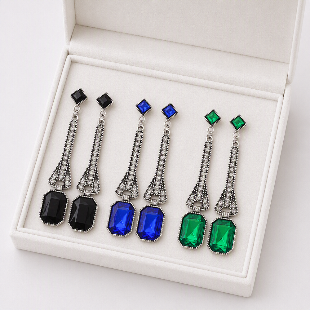Boucles d'oreilles longues à Base en acier inoxydable, plaqué argent, cristal strass, rétro, goutte, bijoux cadeaux pour femmes, fournisseur pers