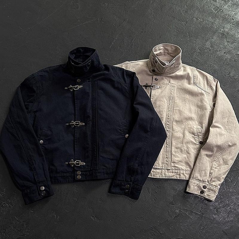 Designer Best-seller Hommes Femmes Vintage Workwear Veste Solide Coton Col Montant Zip Up Court Lâche Casual Streetwear Manteau Automne Hiver