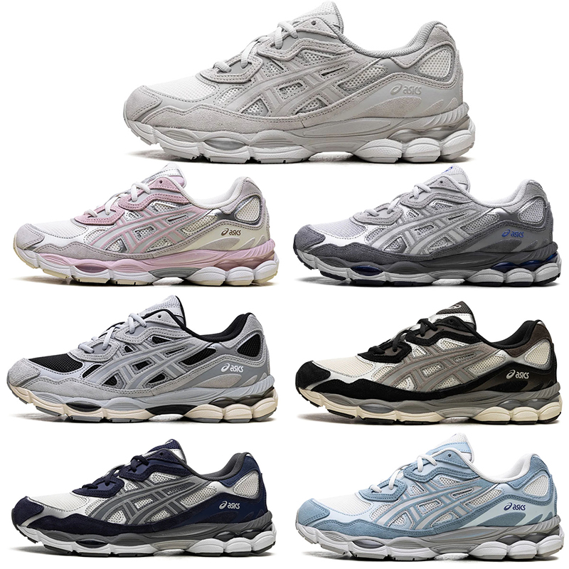 Asics Gel NYC designr running shoes for men women classic dark grey black pink beige color-blocked vintage trainers durable suede comfortable sports