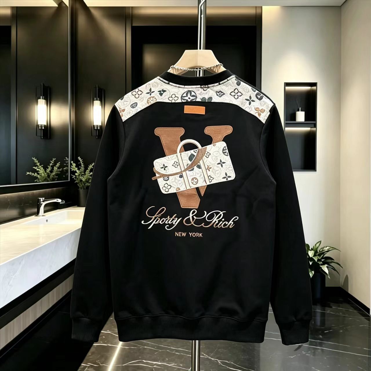 New Autumn Men Letter Embroidered Top Fashionable Versatile Stylish And With A High End Feel Slim Fit Round Neck Sweatshirt Luxury