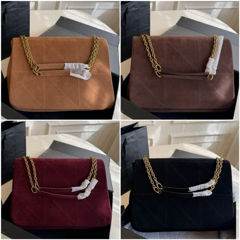 2026 High Quality New Suede Jamie Tote Bag Fashion Women's One Shoulder Chain Bag Solid Color Large Capacity Document Commuter Bag 10A 39cm