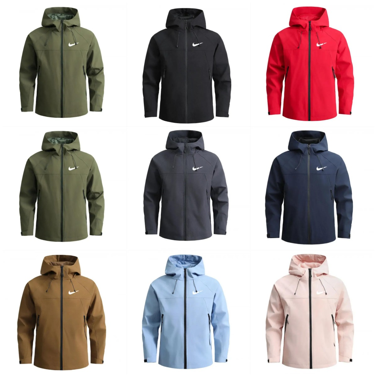 Men Women Outdoor Hooded Jacket Coats Windproof Waterproof Coat Hiking Camping Travel Full Zip Raincoat With Adjustable Drawstring