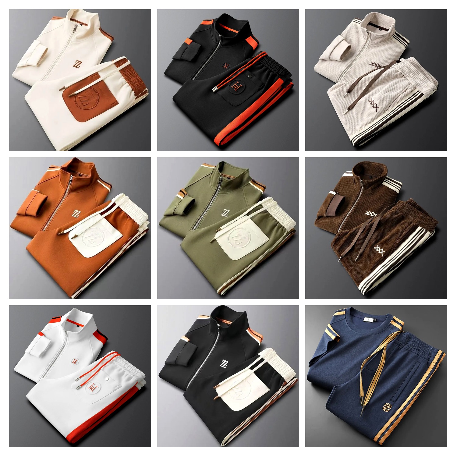 Men and Women's Tracksuits Side Stripe Casual Sports Sweater Suit Four Seans Knitted Sweatpants Two-Piece Trendy Set Pants + short sleeves T sh
