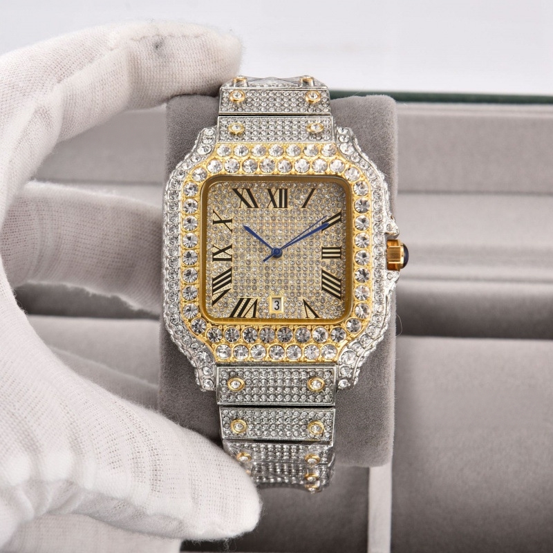 Moissanite Watches High Quality Full Function Diamond Square Wrist Stainless Steel Down Custom Fashion Accessories Brand Watch Men Women Designer Wr