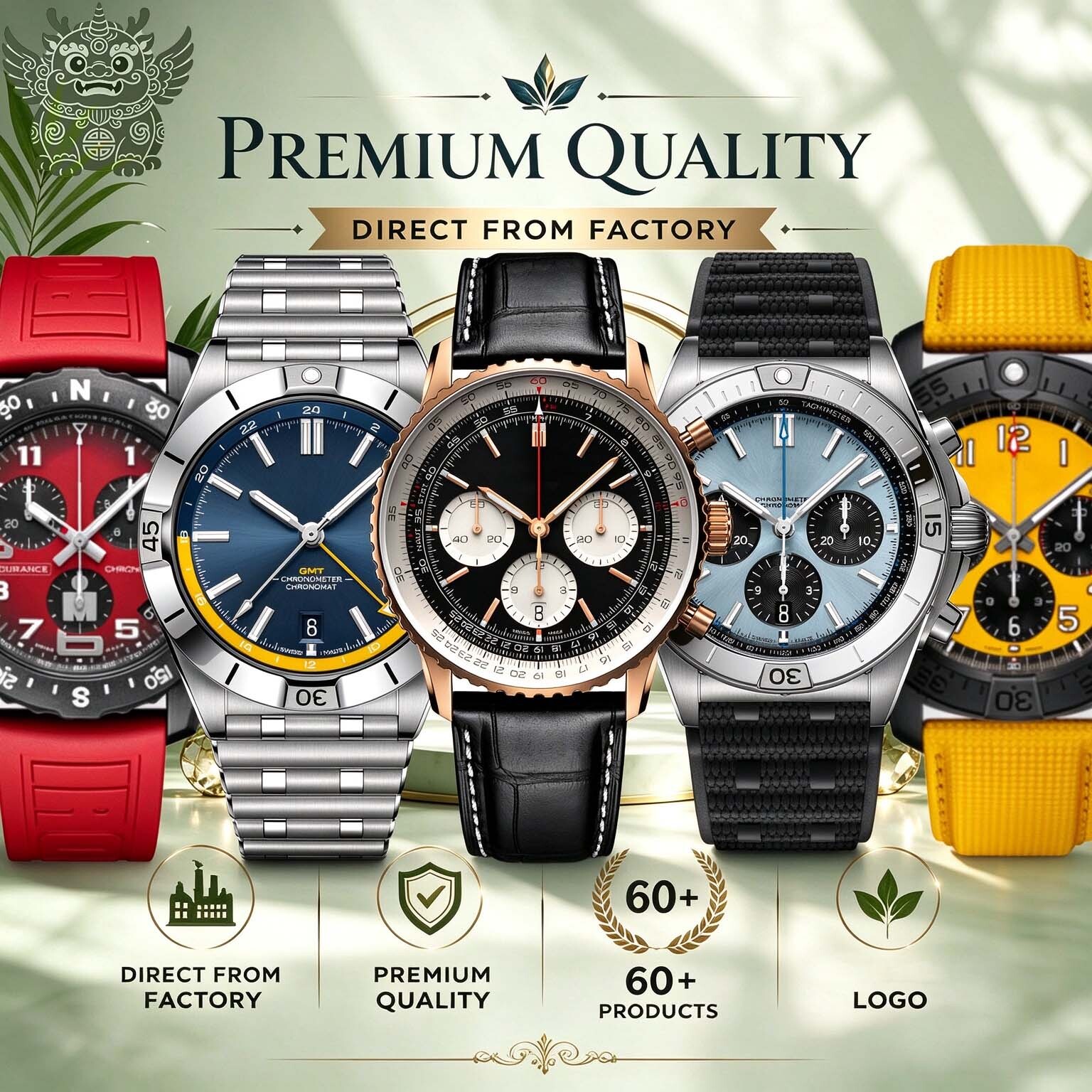 2027 60+ Montre automatique/chronographe à quartz pour homme Montre Breitlinlyness en acier inoxydable/cuir/bracelet en caoutchouc Montre-bracele
