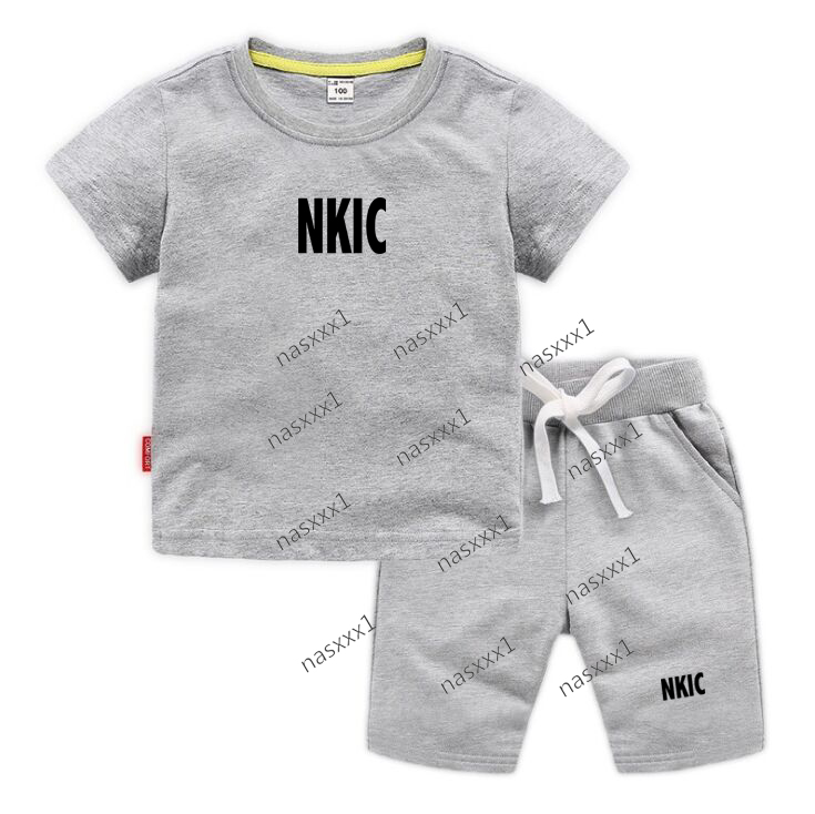 Été bébé fille vêtements Costume enfants garçons mode gris T-Shirt Shorts ensembles enfant en bas âge décontracté sport Costume enfants marque su
