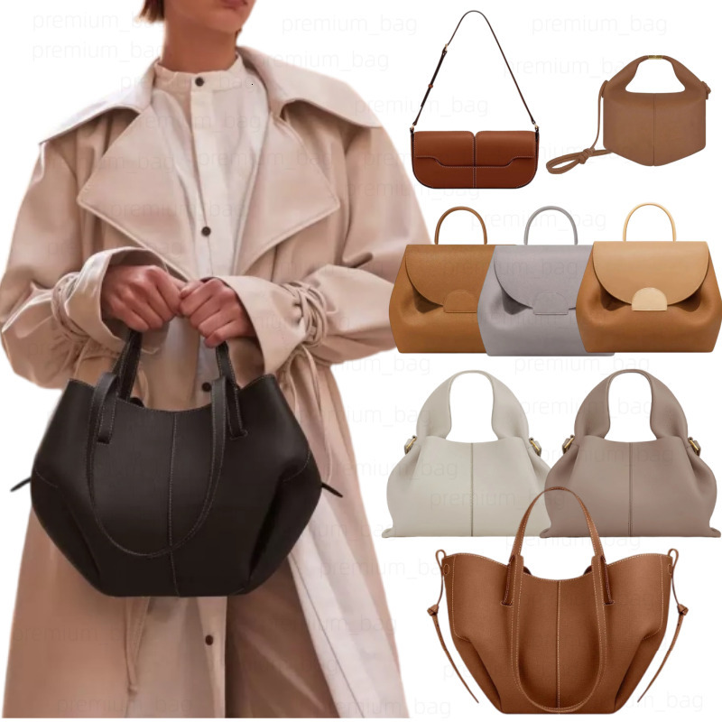 Polenliness bagess Designer bag Luxury bag shoulder bag women genuine leather handbag Genuine Leather Cyme Tote Bag Half Moon Smooth Fashion Leather