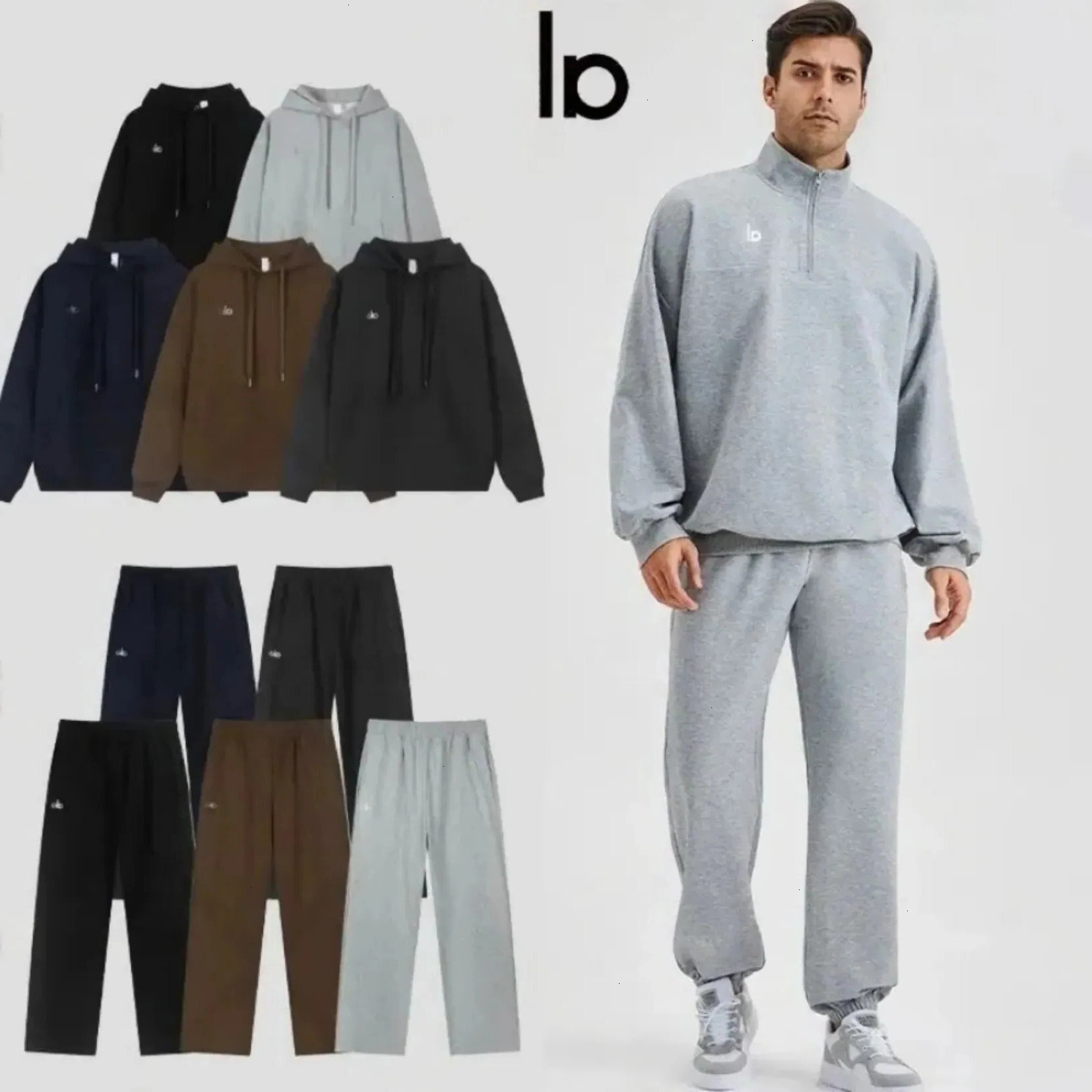 Womens Mens 1/4 Quarter Zip alolynessities Sets jacket Pants Clothes Sweatpants Jacket alolynessities jacket Pants Clothes women clothes set Leg Pan