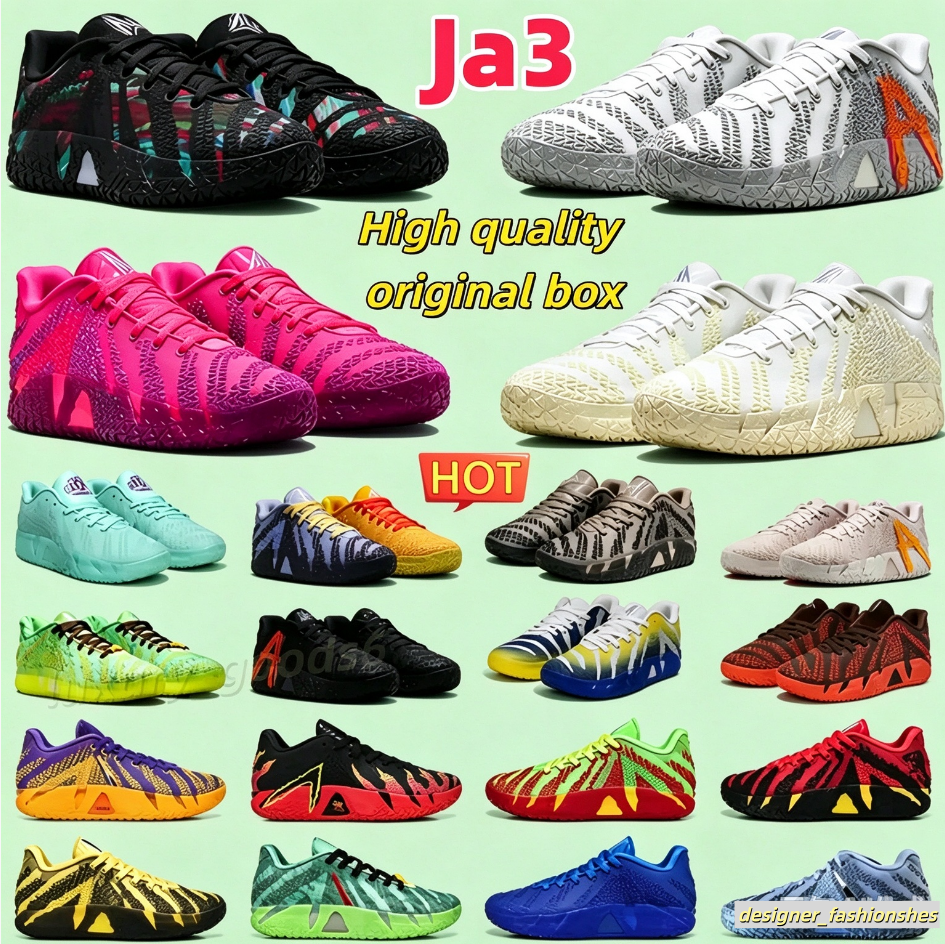 With Box Designer Ja 3 Basketball Shoes Men Women Neo Pink Blue Void Bin23 Denim Orange Citrus Pale Ivory Trainers Sneakers Size 36-47