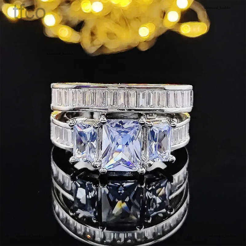 925 Sterling moissanite ring Silver Wedding popular fashionable designers Band Rings - New Design Engagement Ring Set for Women Bridal Party Jewelry