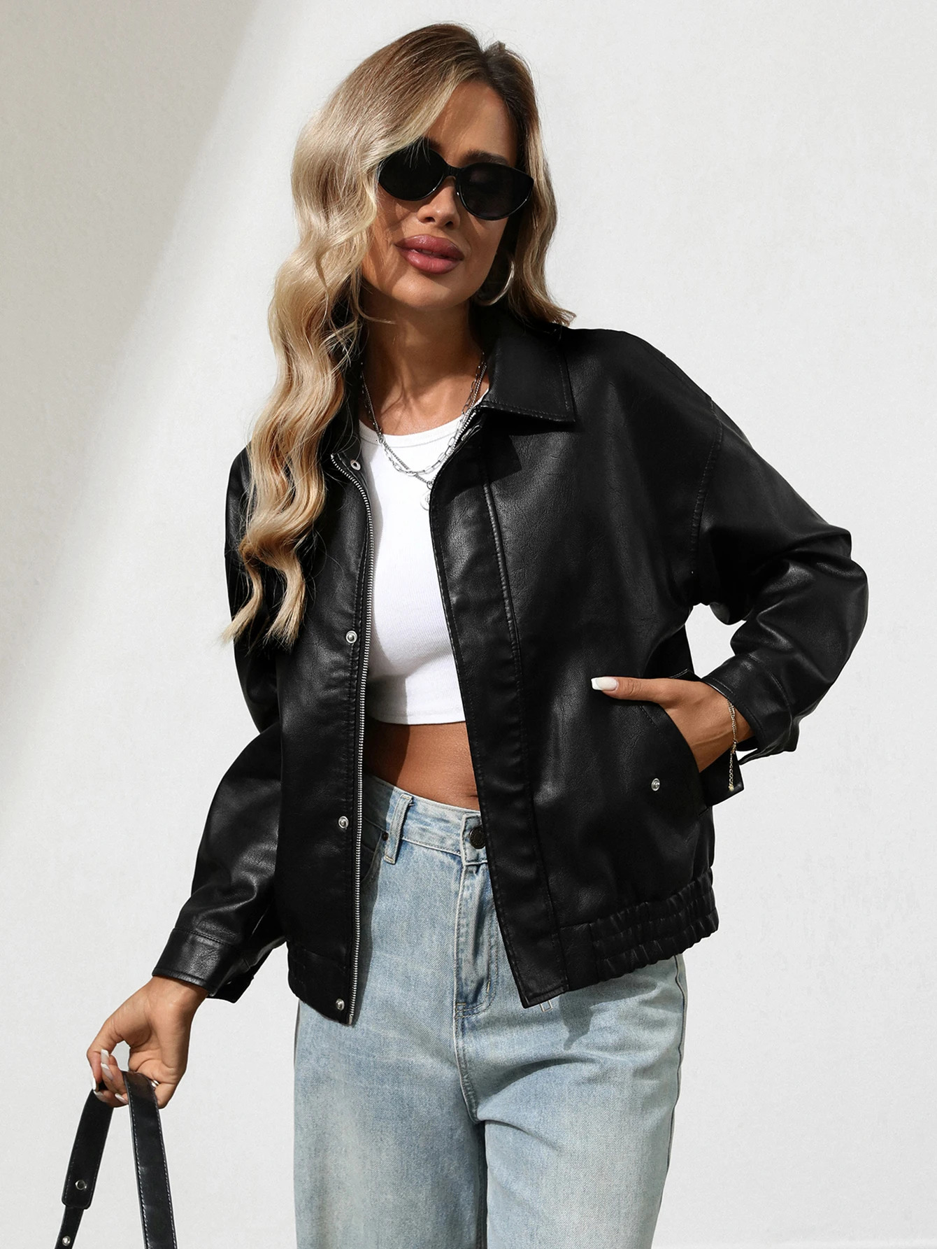 Women Faux Leather Jackets Fall Fashion Motorcycle Coats Winter Outfits Clothes Y2k Tops 251231BJ