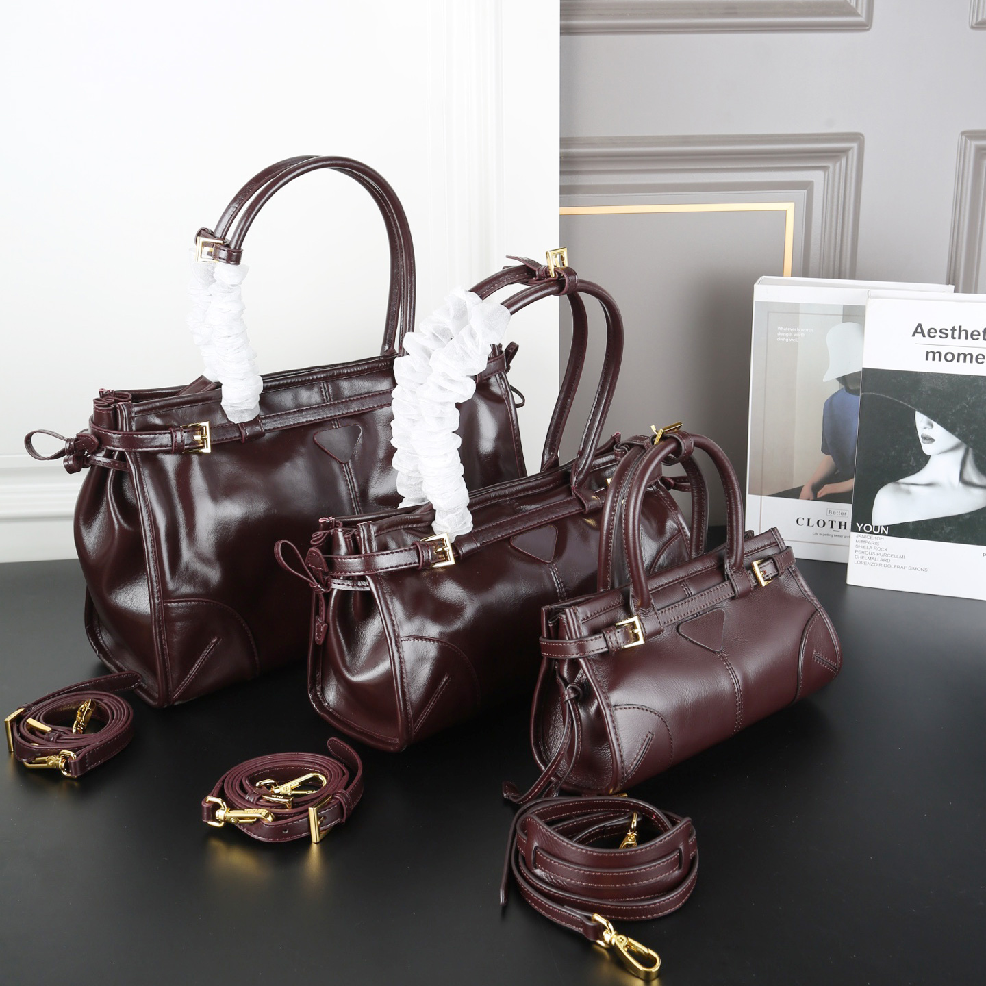 Top Designer Sac En Cuir Sac À Bandoulière Bordeaux Femmes Fourre-Tout Sac Doux Lux Sac À Main Décontracté Grand Porte-Documents Fourre-Tout