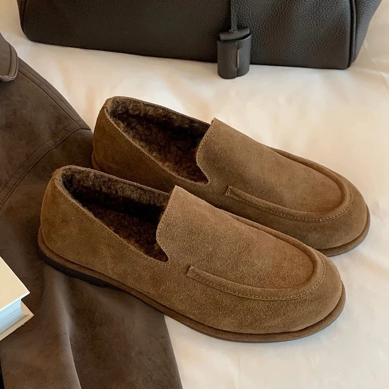 Mocassins chaussures pour femmes mode robe chaussures plates chaussures de Sport en daim décontracté chaud bottes d'hiver confortable marche Femm