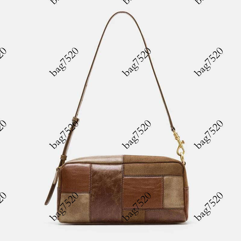 vintage patchwork underarm designer box women shoulder bags luxury pu leather crossbody bag trend maillard handbags 2025 Pingshuo