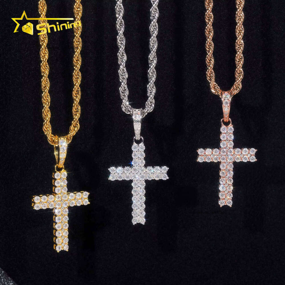 Hip Hop Jewelry Silver Christian Exquisite Jesus Piece D Color Vvs Moissanite Men's Diamond Cross Pendant Necklace