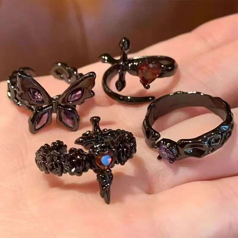 Bague de mode pour femmes et hommes, anneaux Punk papillon doux Cool Style fille chaude, anneau ouvert croix bague de fête